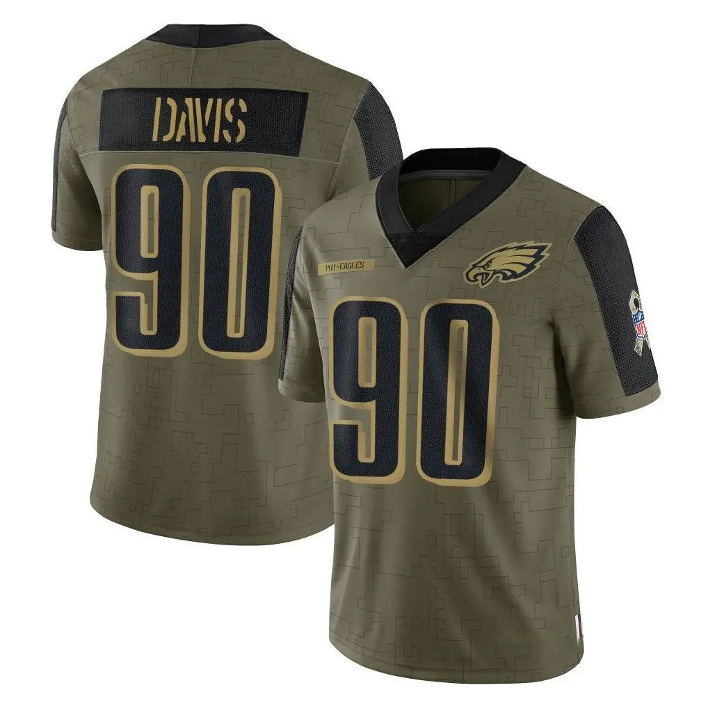 Tocy P.Eagles #90 Jordan Davis Player Olive Salute To Service Limited Game Stitched Jerseys