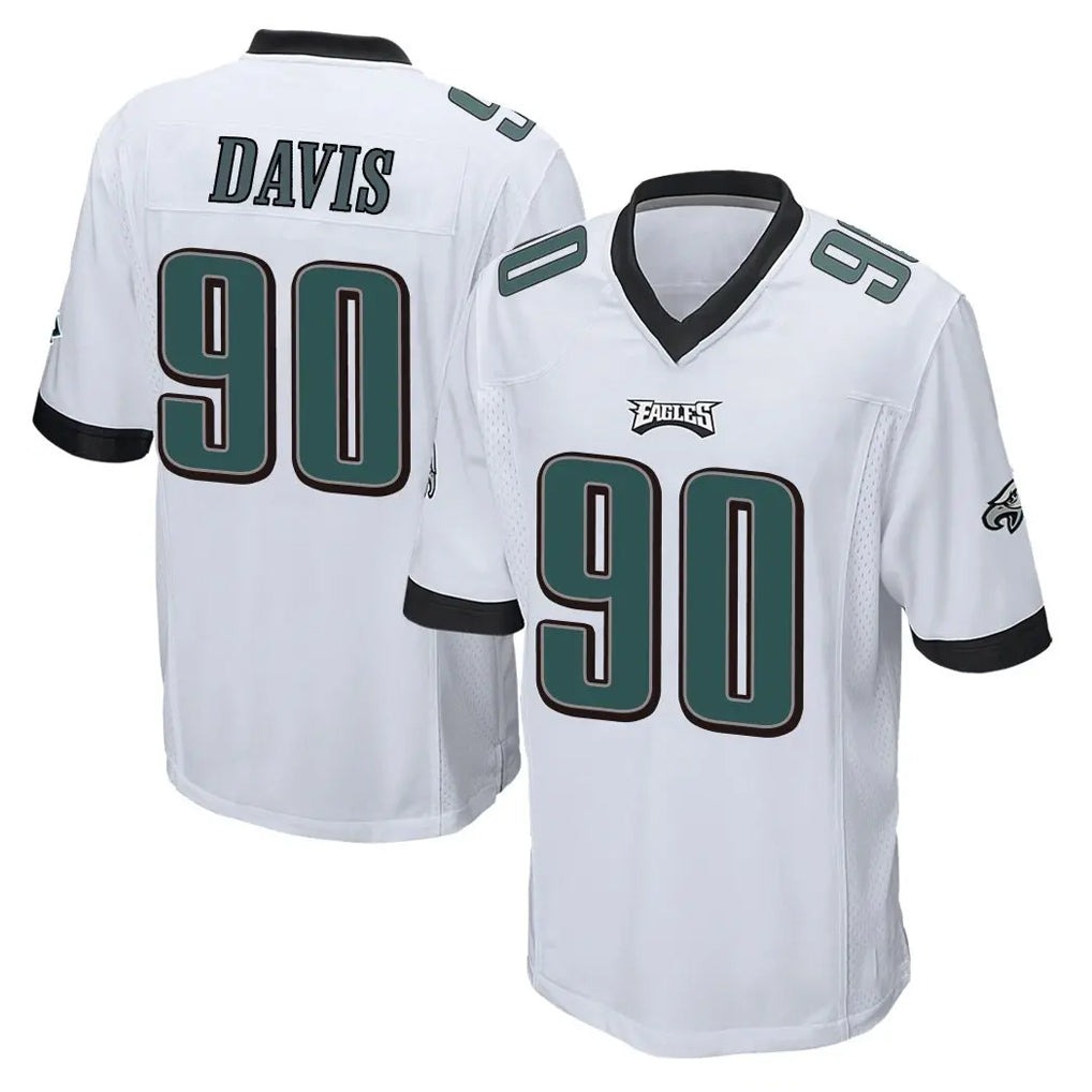 Tocy P.Eagles #90 Jordan Davis Player White Home Game Stitched Jerseys