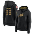 tocy P.Eagles #98 Jalen Carter Player Black Military Hoodie Game Stitched Jerseys