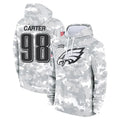 tocy P.Eagles #98 Jalen Carter Player Military Hoodie Arctic Camo Salute To Service Stitched Jerseys