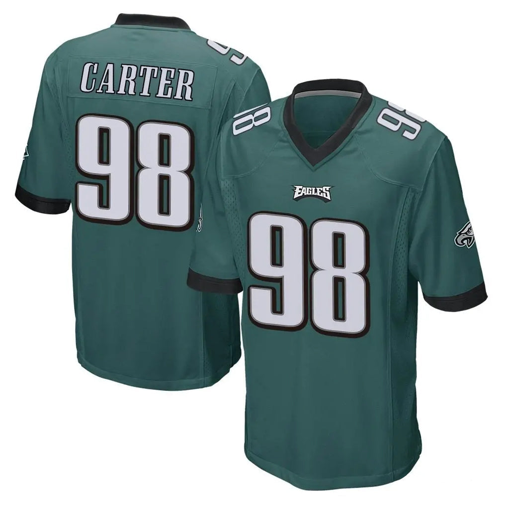Tocy P.Eagles #98 Jalen Carter Player Team Color Green Home Game Stitched Jerseys