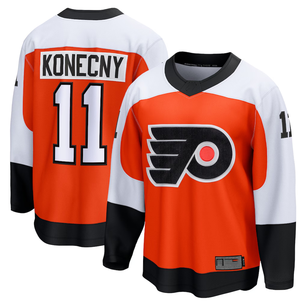 Tocy P.Flyers #11 Travis Konecny Orange Home Breakaway Jerseys
