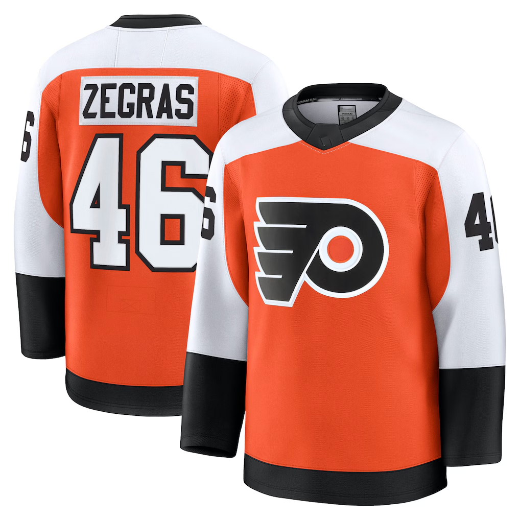 Tocy P.Flyers #46 Trevor Zegras Orange Home Breakaway Jerseys