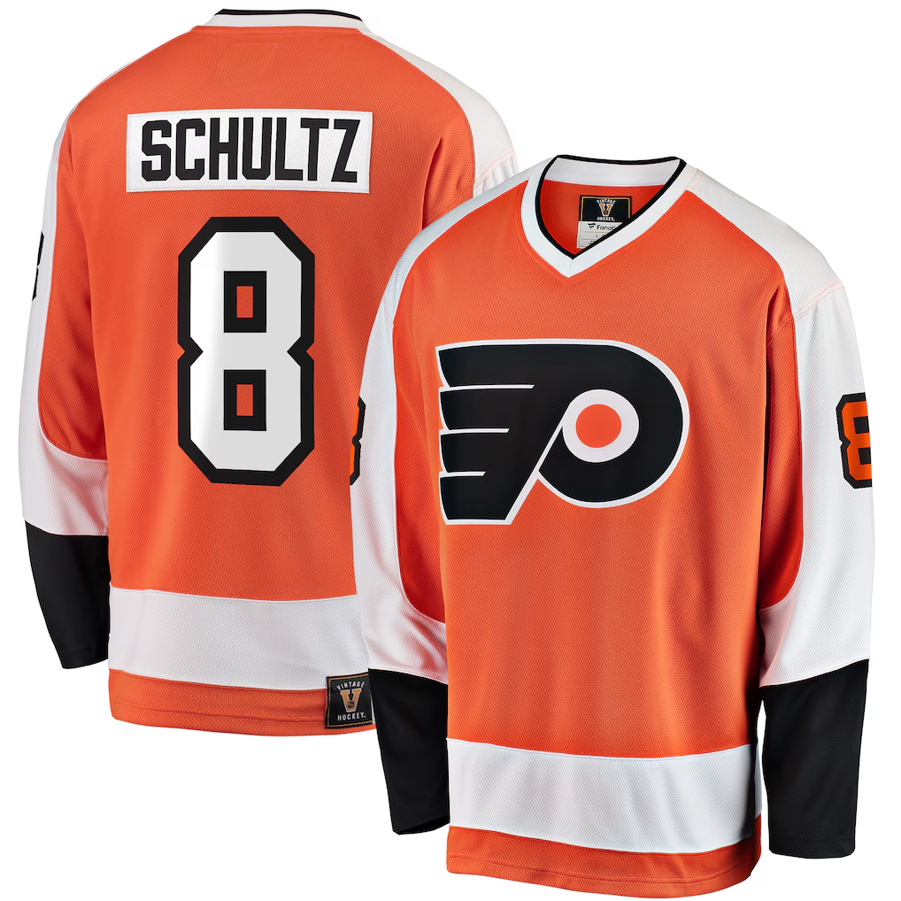 Tocy P.Flyers #8 Dave Schultz Orange Premier Breakaway Retired Player Jerseys
