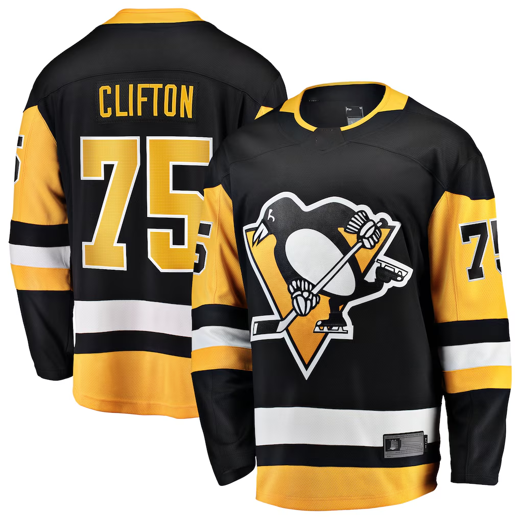 Tocy P.Penguins #75 Connor Clifton Black Home Breakaway Jerseys