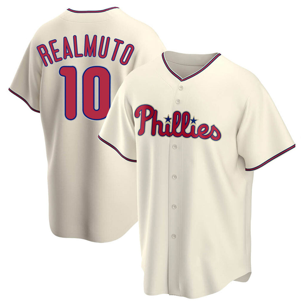 tocy P.Phillies #10 J.T. Realmuto Player Cream Home Game Stitched Jerseys