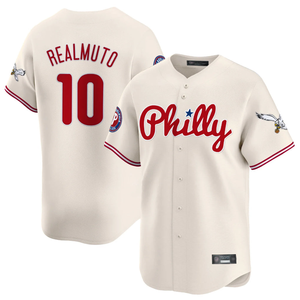 tocy P.Phillies #10 J.T. Realmuto Player Cream Phillies & Eagles Vapor Premier Limited Stitched Jerseys