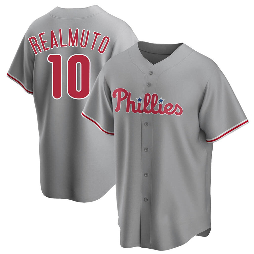 tocy P.Phillies #10 J.T. Realmuto Player Gray Game Stitched Jerseys