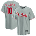 tocy P.Phillies #10 J.T. Realmuto Player Gray Home Game Stitched Jerseys