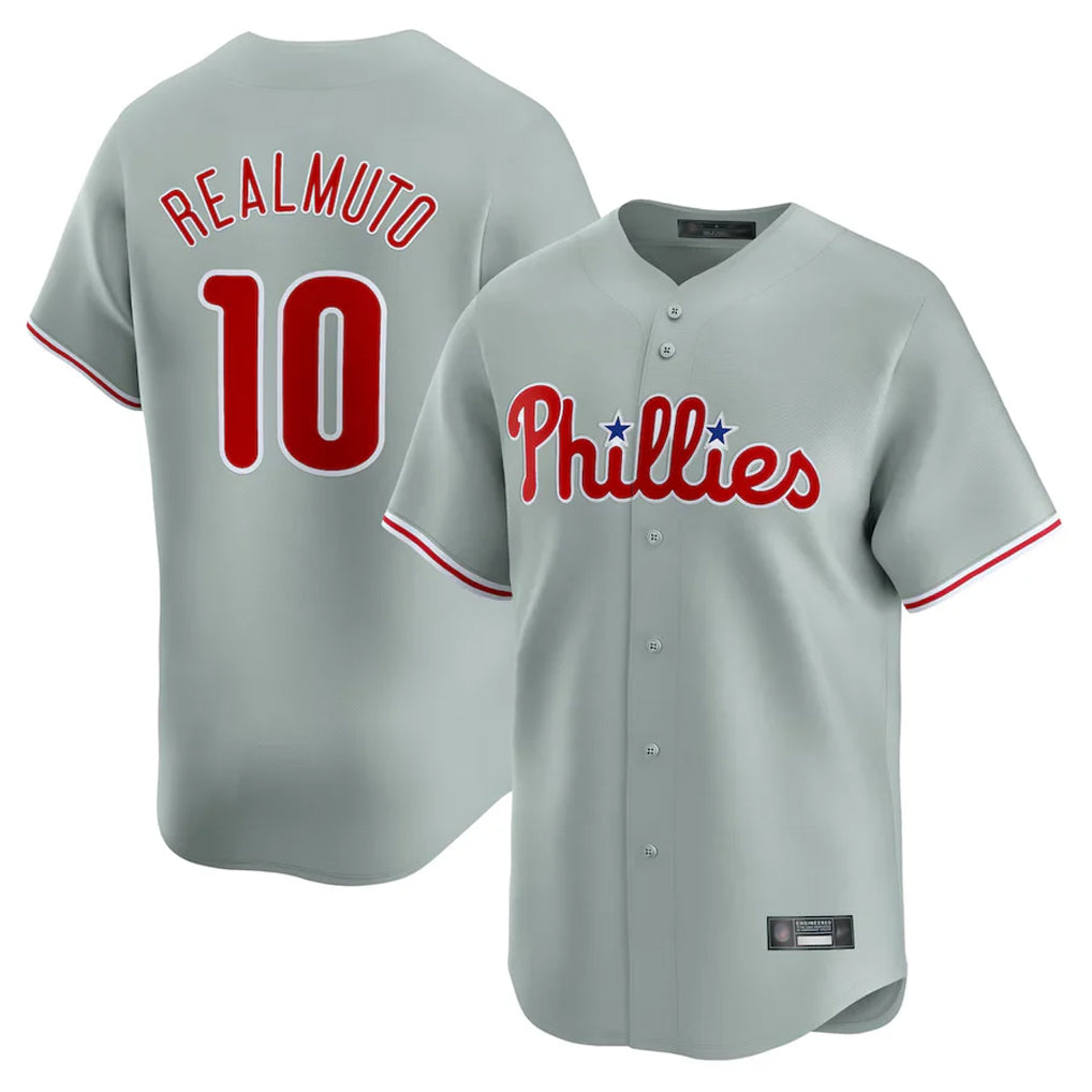 tocy P.Phillies #10 J.T. Realmuto Player Gray Home Limited Stitched Jerseys