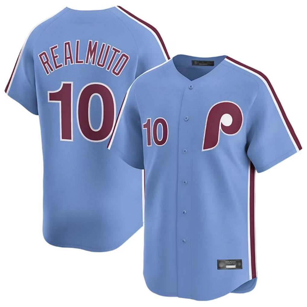 tocy P.Phillies #10 J.T. Realmuto Player Light Blue Home Limited Stitched Jerseys