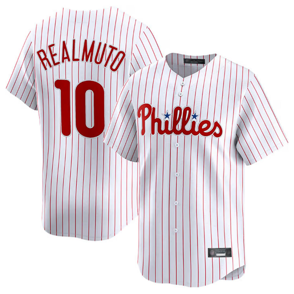 tocy P.Phillies #10 J.T. Realmuto Player White Home Limited Stitched Jerseys