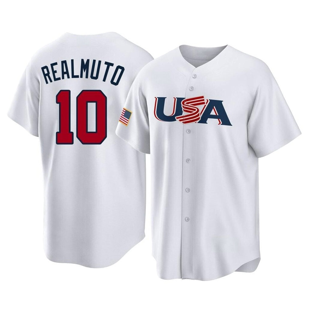 tocy P.Phillies #10 J.T. Realmuto Player White USA World Classic Home Game Stitched Jerseys