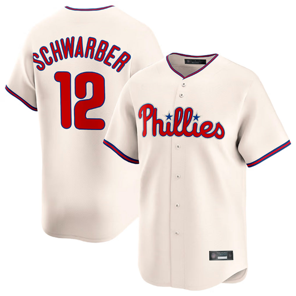 tocy P.Phillies #12 Kyle Schwarber Player Cream Home Limited Stitched Jerseys