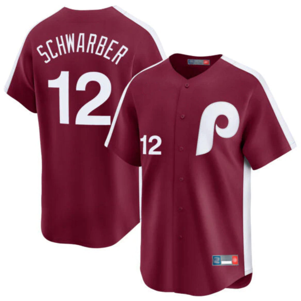 tocy P.Phillies #12 Kyle Schwarber Player Red Cooperstown Collection Limited Home Stitched Jerseys