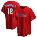 tocy P.Phillies #12 Kyle Schwarber Player Red Home Game Stitched Jerseys