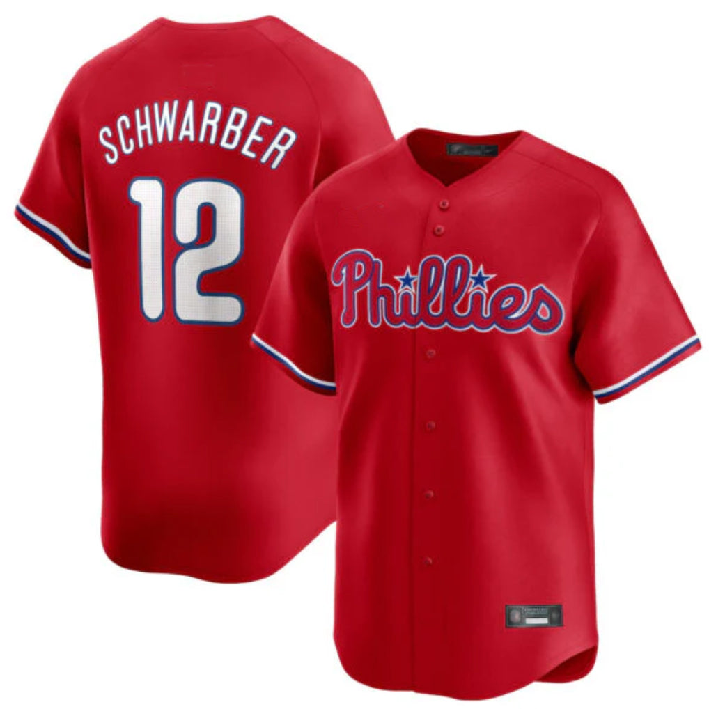 tocy P.Phillies #12 Kyle Schwarber Player Red Home Limited Stitched Jerseys