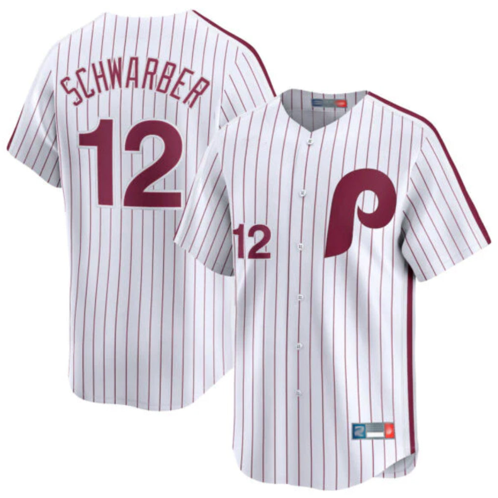 tocy P.Phillies #12 Kyle Schwarber Player White Cooperstown Collection Limited Home Stitched Jerseys