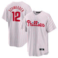 tocy P.Phillies #12 Kyle Schwarber Player White Home Game Stitched Jerseys