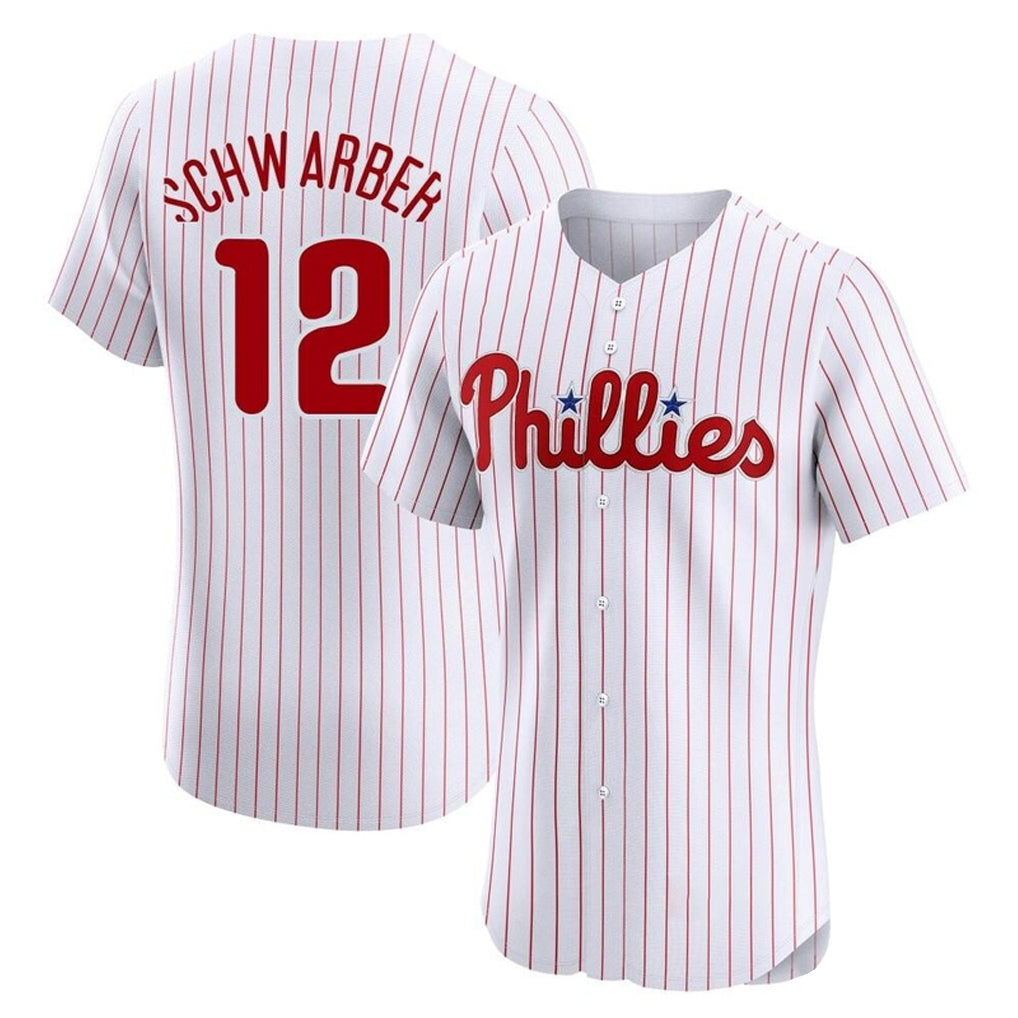 tocy P.Phillies #12 Kyle Schwarber Player White Home Limited Elite Stitched Jerseys