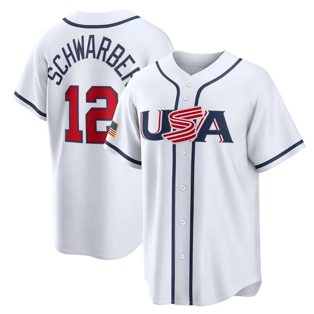 tocy P.Phillies #12 Kyle Schwarber Player White USA World Classic Game Limited Stitched Jerseys