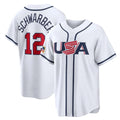 tocy P.Phillies #12 Kyle Schwarber Player White USA World Classic Game Limited Stitched Jerseys