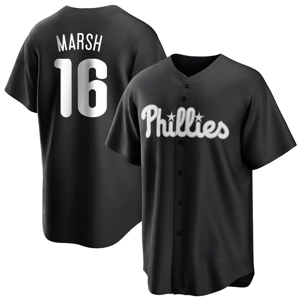 tocy P.Phillies #16 Brandon Marsh Player Black Alt Fashion Home Game Stitched Jerseys