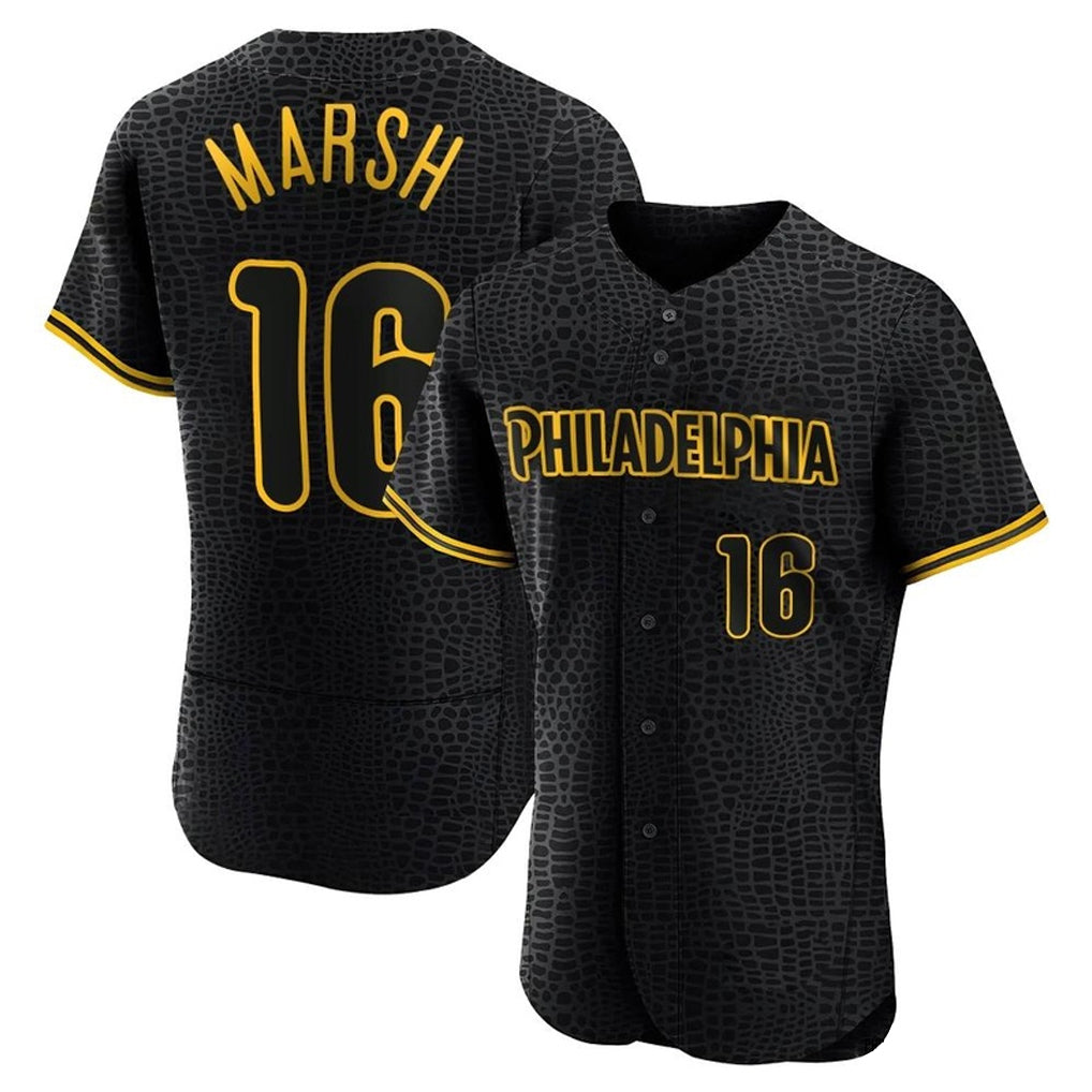 tocy P.Phillies #16 Brandon Marsh Player Black Snake Skin City Home Limited Elite Stitched Jerseys