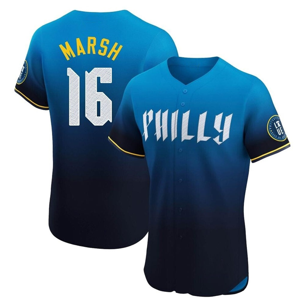 tocy P.Phillies #16 Brandon Marsh Player Blue City Connect Home Limited Elite Stitched Jerseys