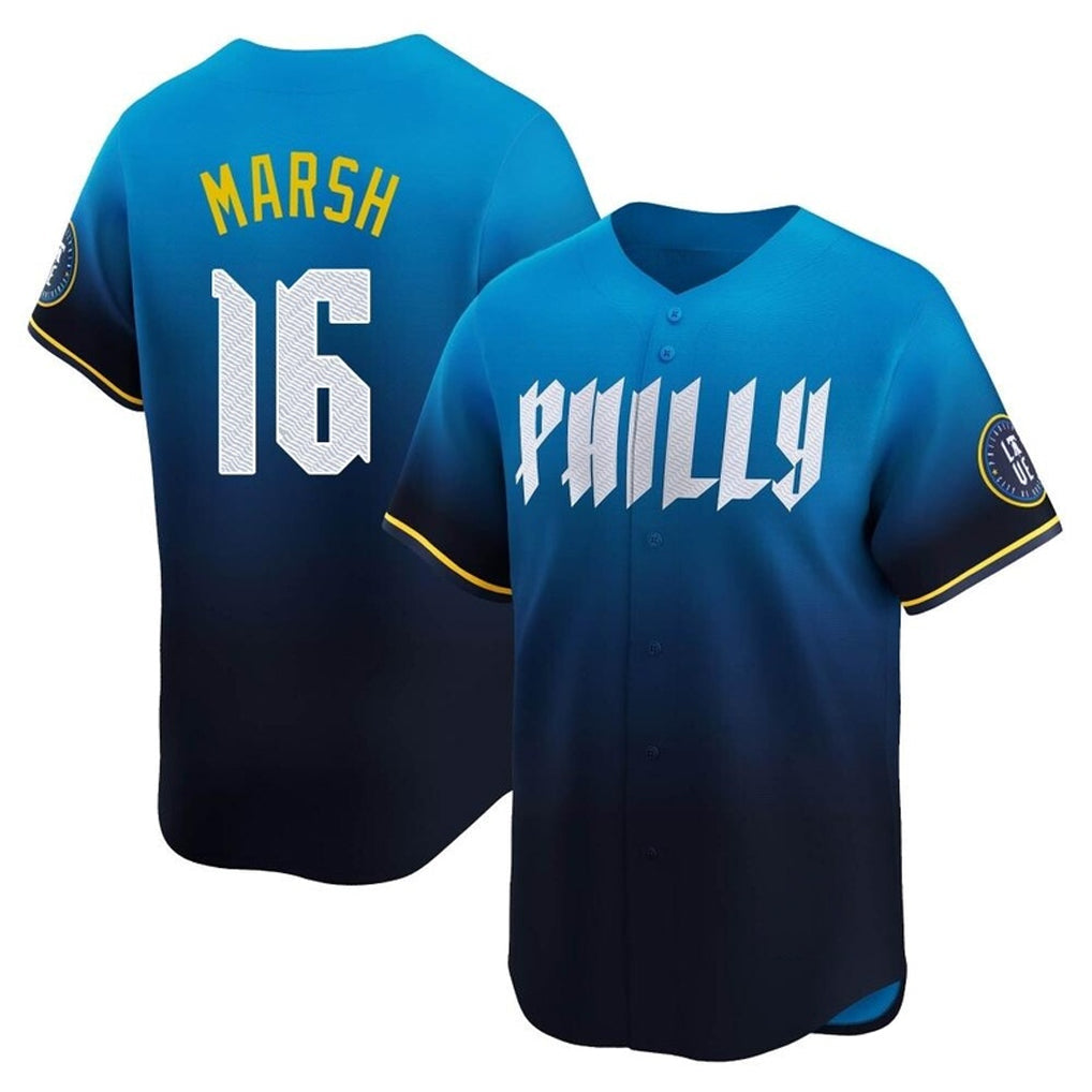 tocy P.Phillies #16 Brandon Marsh Player Blue City Connect Home Limited Stitched Jerseys