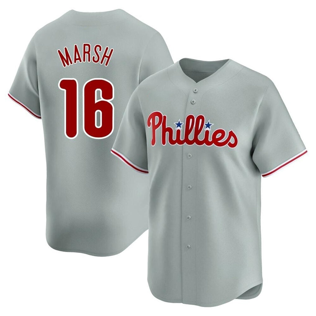 tocy P.Phillies #16 Brandon Marsh Player Gray Home Limited Stitched Jerseys