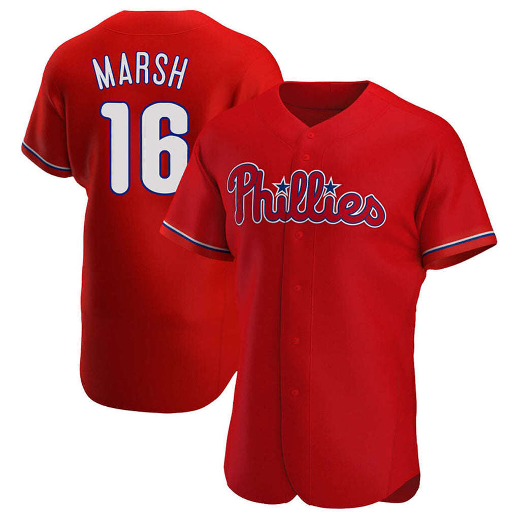 tocy P.Phillies #16 Brandon Marsh Player Red Home Limited Elite Stitched Jerseys