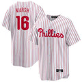 tocy P.Phillies #16 Brandon Marsh Player White Home Game Stitched Jerseys