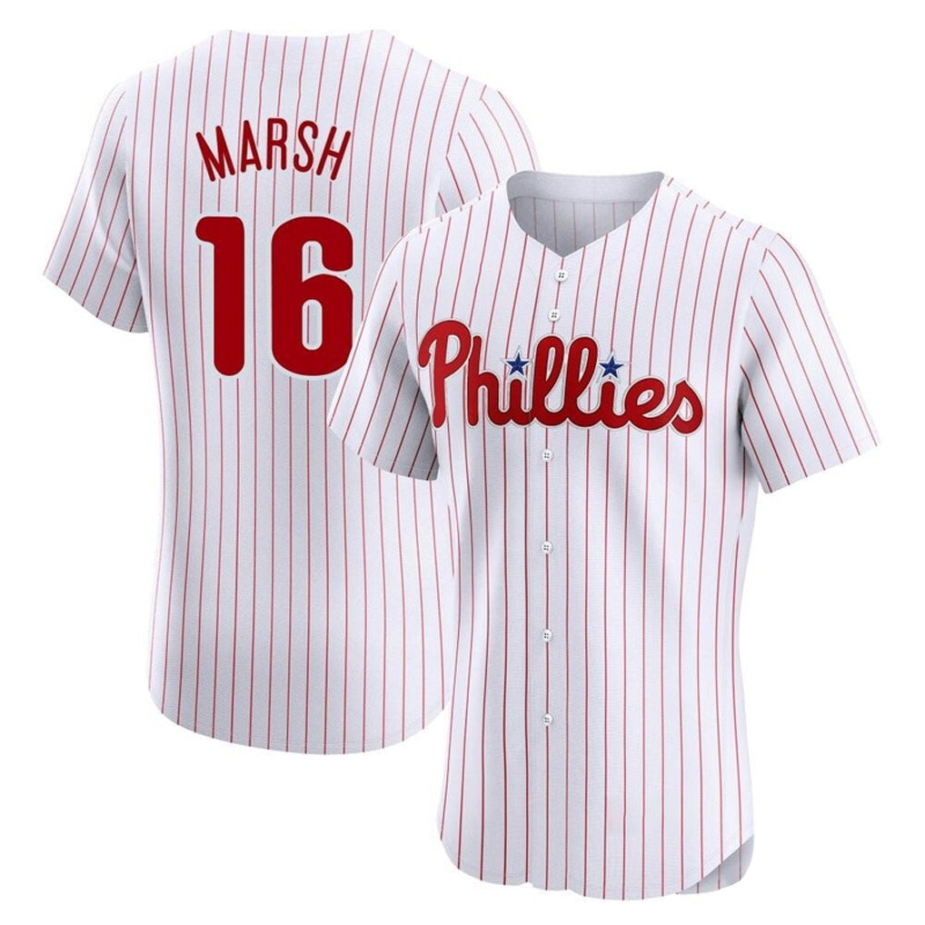 tocy P.Phillies #16 Brandon Marsh Player White Home Limited Elite Stitched Jerseys