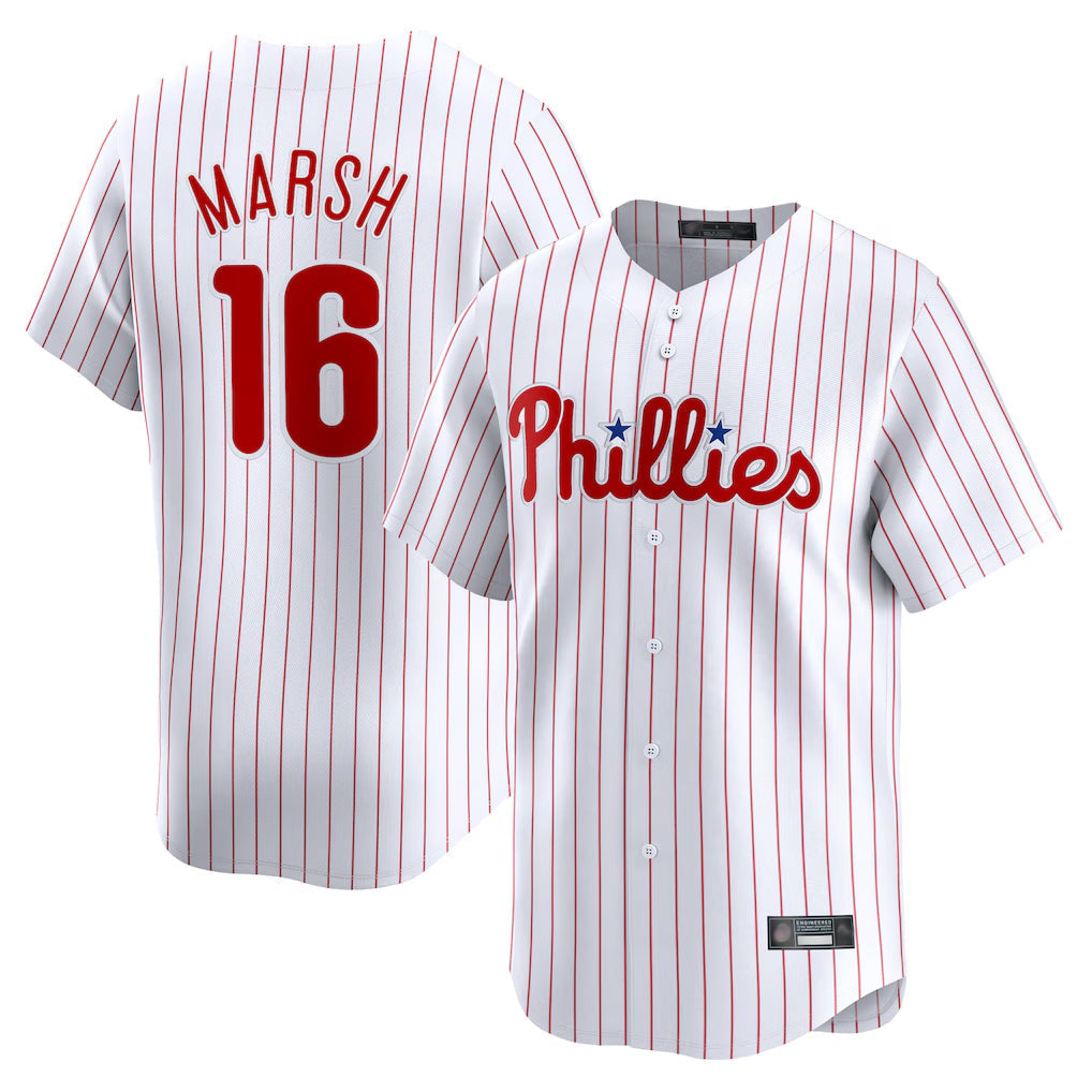 tocy P.Phillies #16 Brandon Marsh Player White Home Limited Stitched Jerseys
