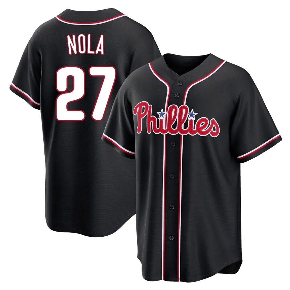 tocy P.Phillies #27 Aaron Nola Player Black Fashion Out Home Game Stitched Jerseys