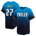 tocy P.Phillies #27 Aaron Nola Player Blue City Connect Home Limited Stitched Jerseys