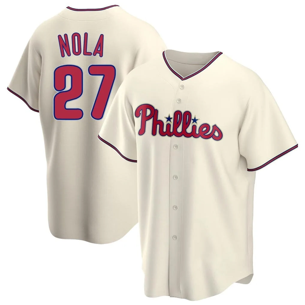 tocy P.Phillies #27 Aaron Nola Player Cream Home Game Stitched Jerseys
