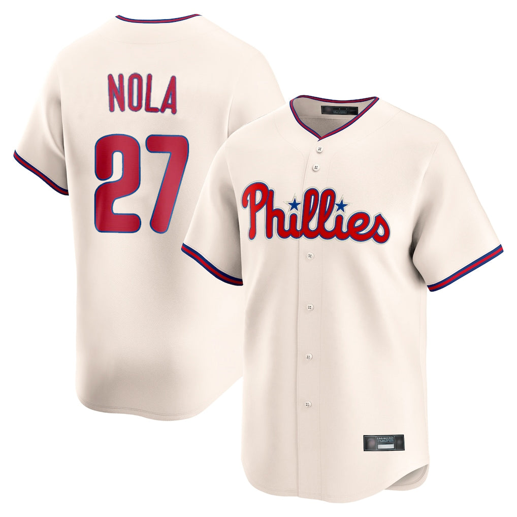 tocy P.Phillies #27 Aaron Nola Player Cream Home Limited Stitched Jerseys
