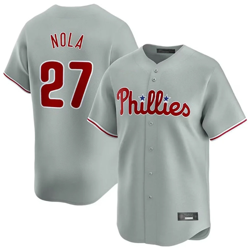 tocy P.Phillies #27 Aaron Nola Player Gray Home Limited Stitched Jerseys