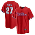 tocy P.Phillies #27 Aaron Nola Player Red Home Game Stitched Jerseys