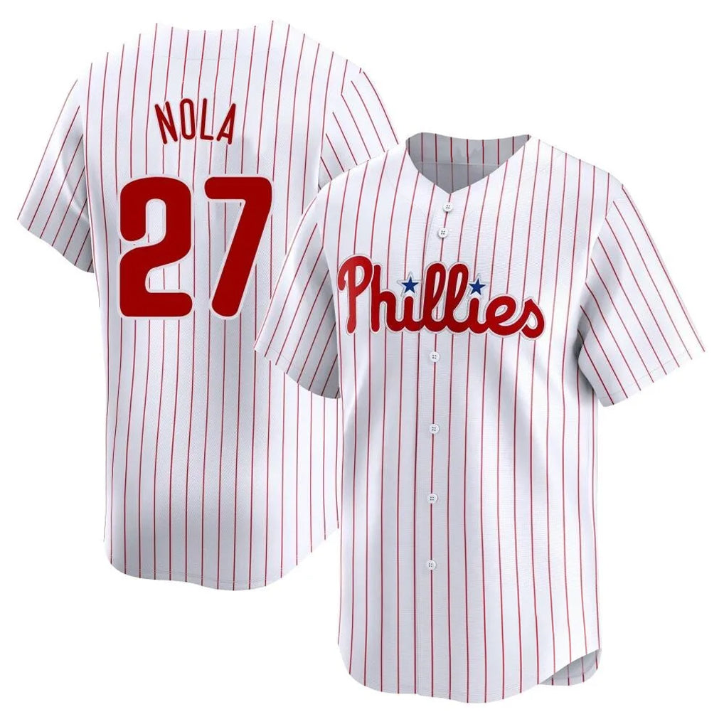 tocy P.Phillies #27 Aaron Nola Player White Home Limited Stitched Jerseys