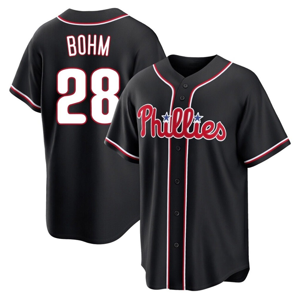 tocy P.Phillies #28 Alec Bohm Player Black Fashion Out Home Game Stitched Jerseys