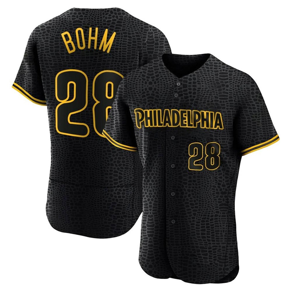 tocy P.Phillies #28 Alec Bohm Player Black Snake Skin City Home Limited Elite Stitched Jerseys