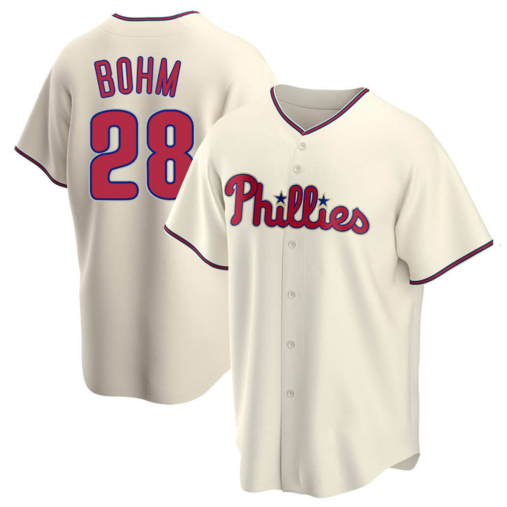 tocy P.Phillies #28 Alec Bohm Player Cream Home Game Stitched Jerseys