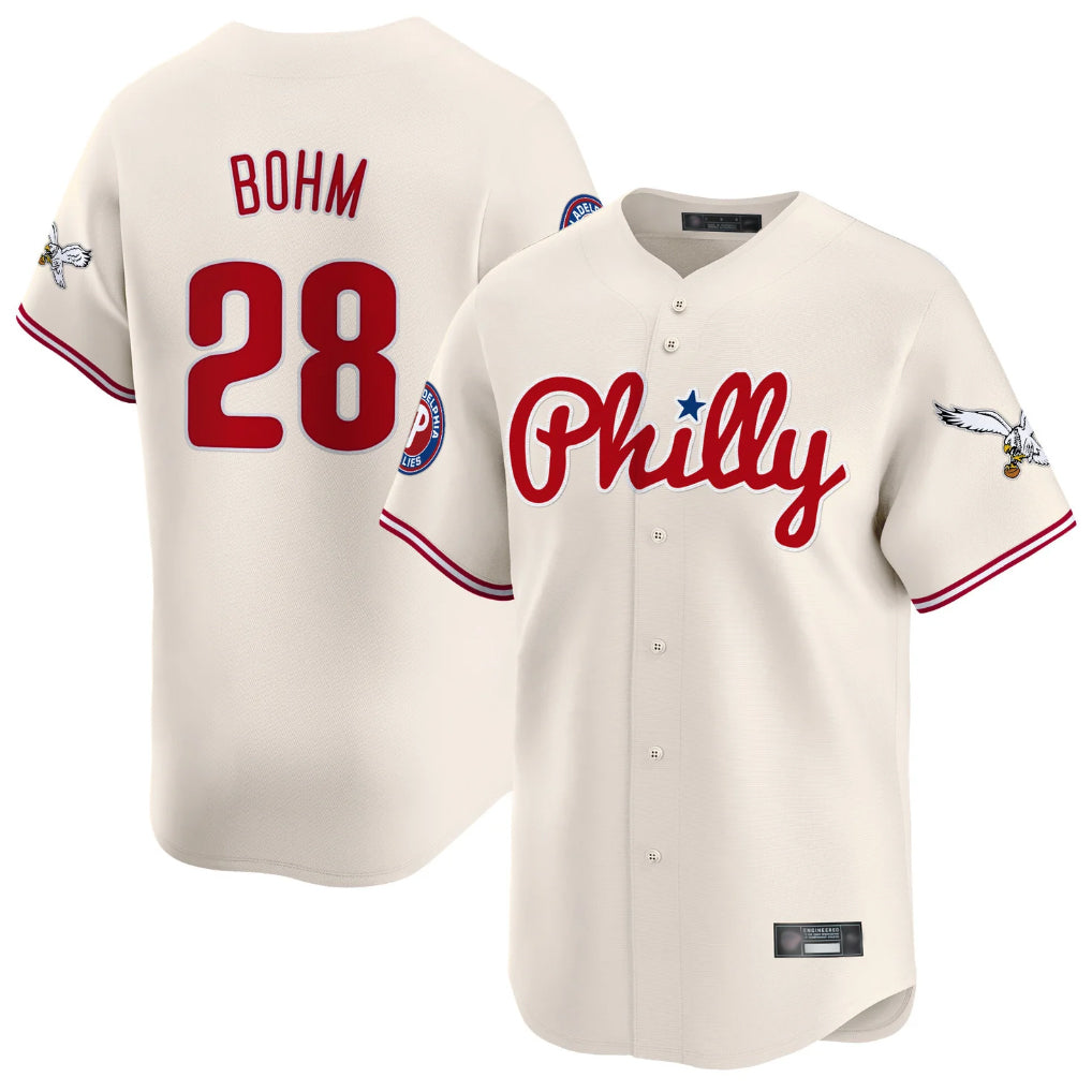 tocy P.Phillies #28 Alec Bohm Player Cream Phillies & Eagles Vapor Premier Limited Stitched Jerseys