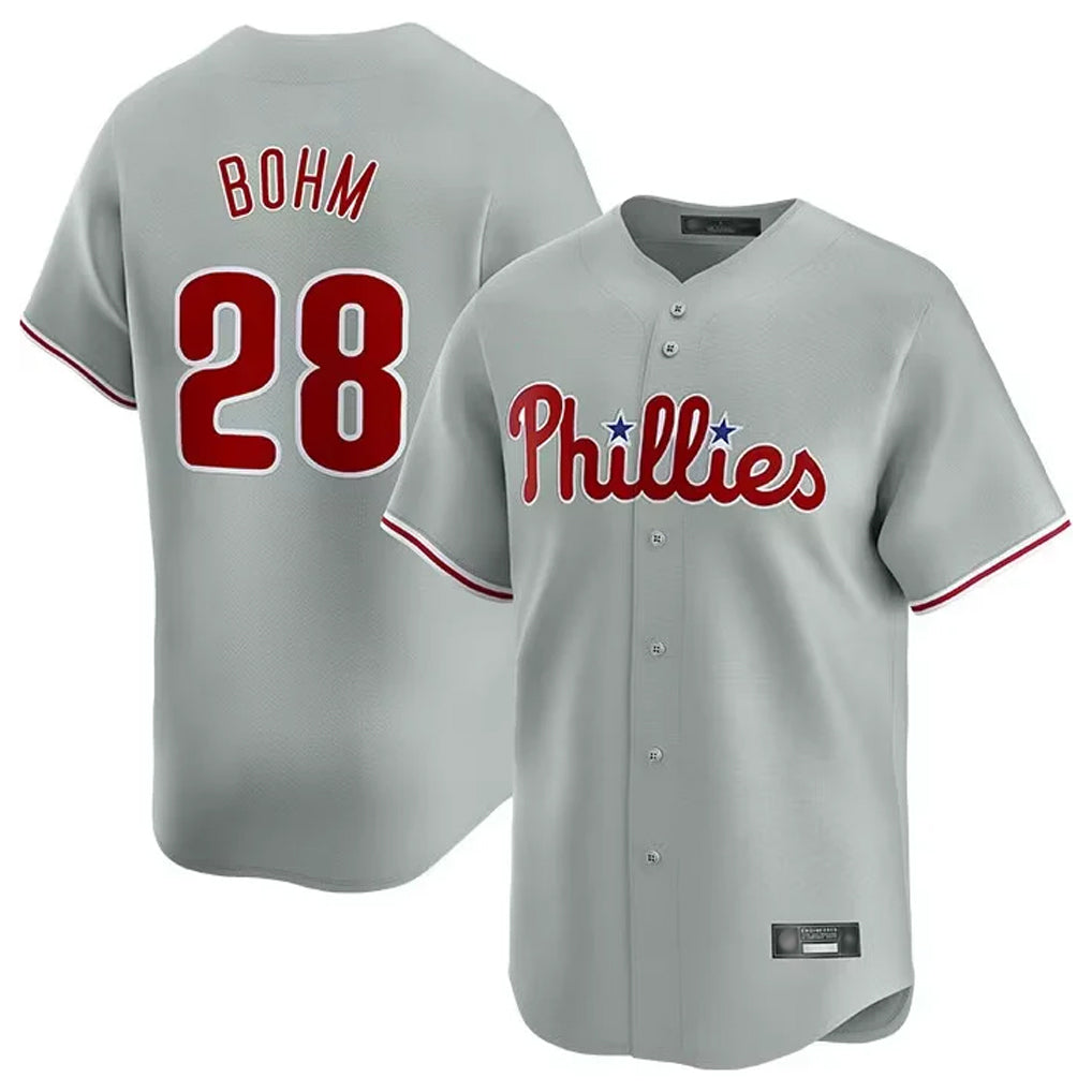 tocy P.Phillies #28 Alec Bohm Player Gray Home Limited Stitched Jerseys