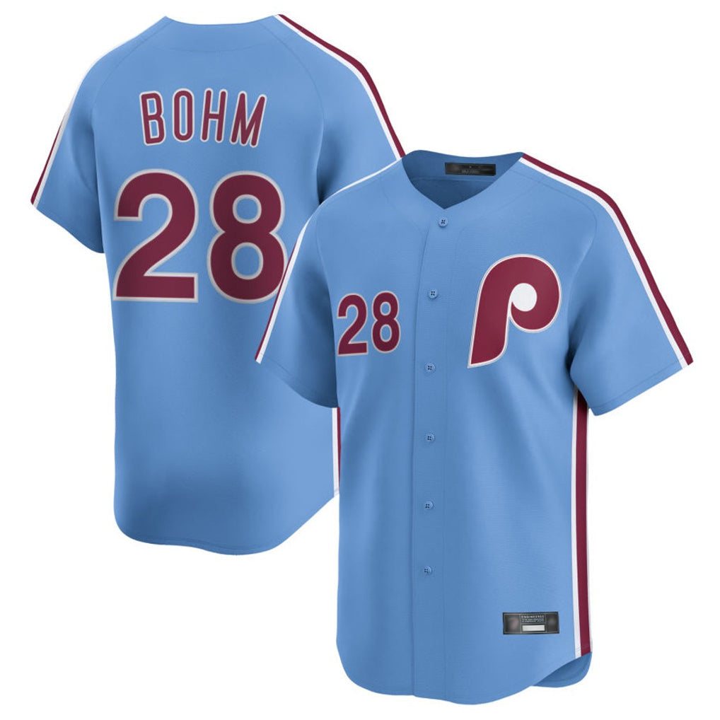 tocy P.Phillies #28 Alec Bohm Player Light Blue Home Limited Stitched Jerseys