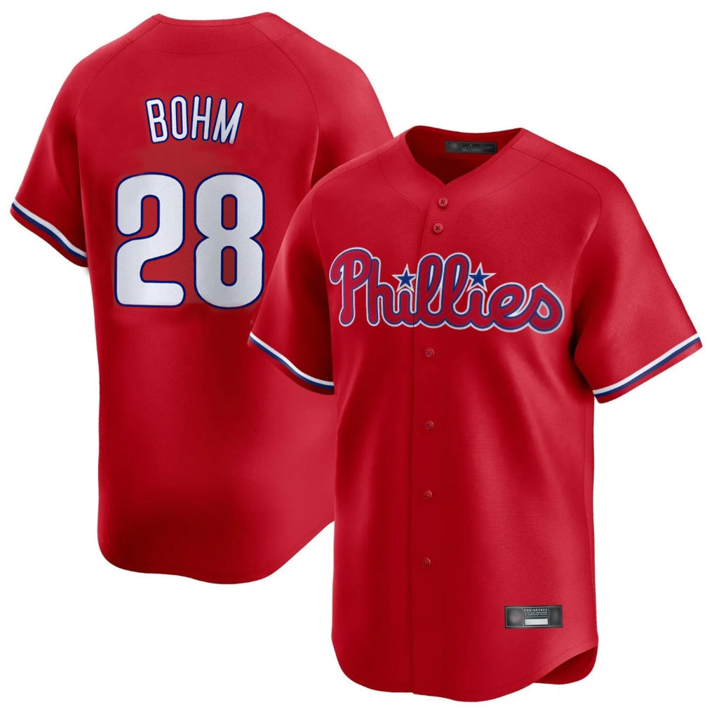 tocy P.Phillies #28 Alec Bohm Player Red Home Limited Stitched Jerseys
