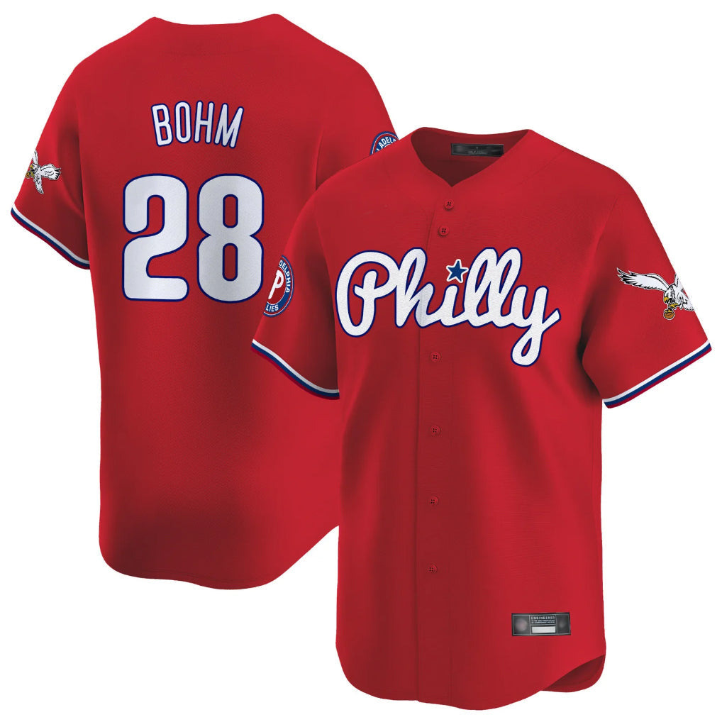 tocy P.Phillies #28 Alec Bohm Player Red Phillies & Eagles Vapor Premier Limited Stitched Jerseys